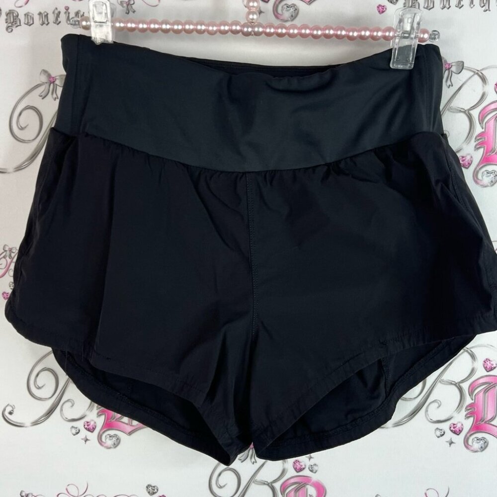 Workout shorts zipper pocket stretchy comfy Black Women's Shorts